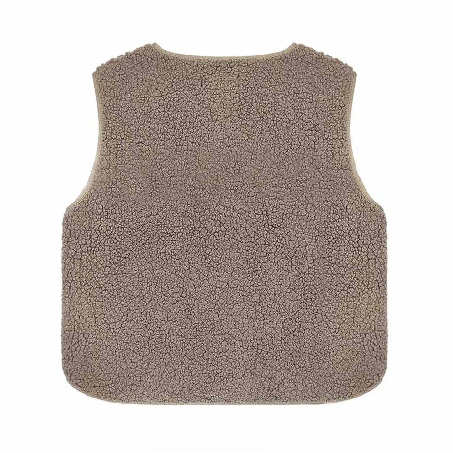 Women'S Teddy Fleece Vest Autumn Thin Vest Sleeveless Coat Plain Plush Vest Short Jacket Loose Fleece Vest Women Outwear