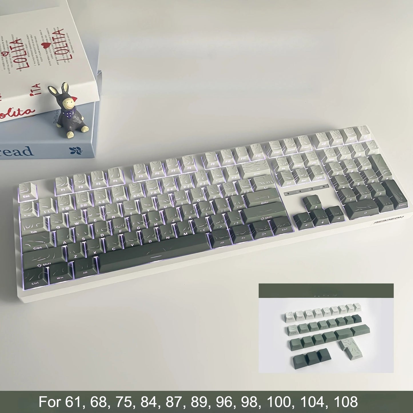 Red Contour Side Printed Shine Through Keycaps Cherry Profile Double Shot PBT Keycap for Gateron MX Switches Mechanical Keyboard