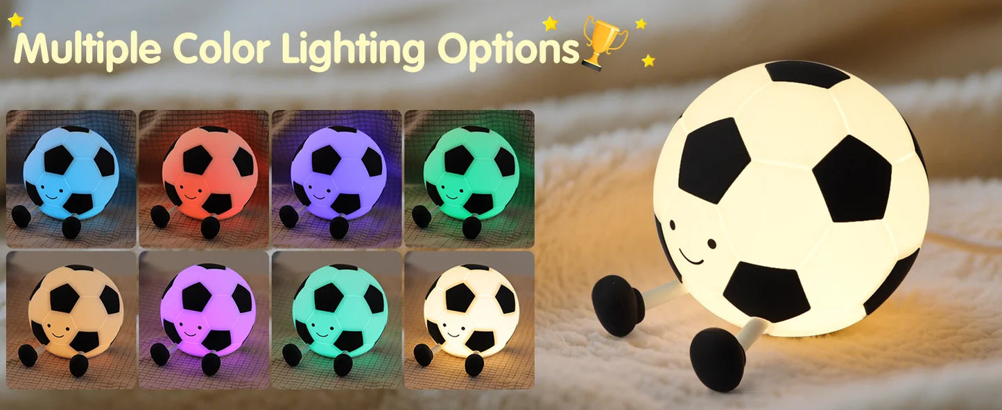 Sport Fans Soccer Light,Rechargeable Small Lamp Dimmable with Soft Touch,Football Nightlight Cute Squishy Lamp for Childs gifts