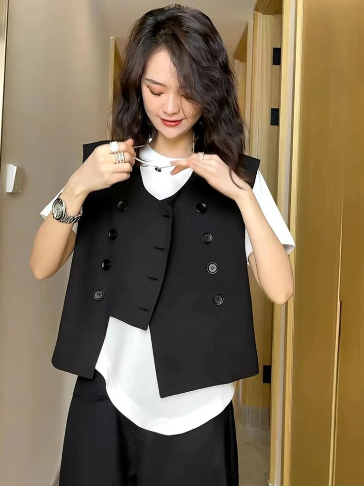 Vests Women Spring Simple Design Elegant Tender All-match Daily British Style Classic Creativity Stylish V-neck Y2k Outwear Cozy