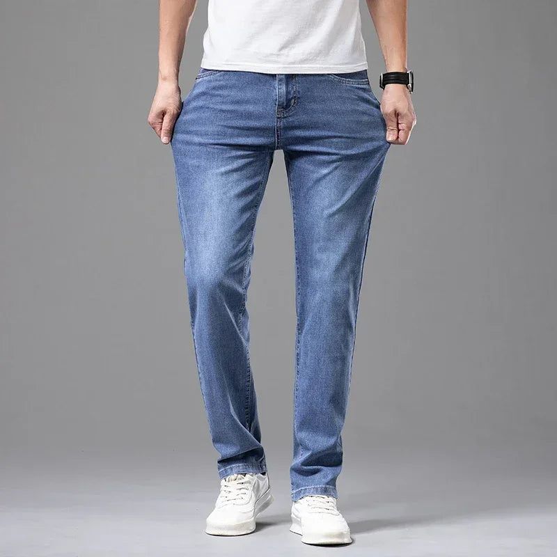 Jean Homme Leger Coton Stretch Gris Clair