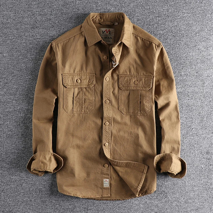 Chemise ML Cargo Coton Retro Japonais