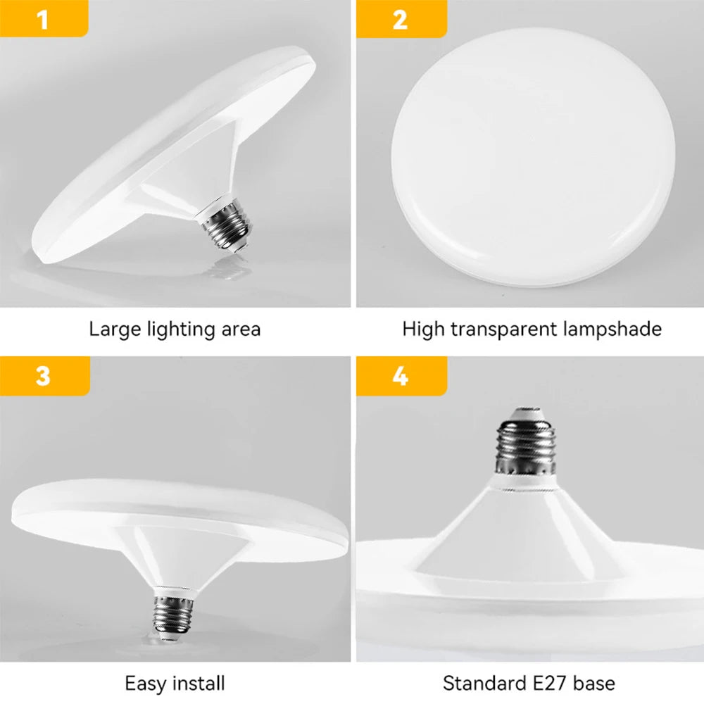 220V E27 Super Bright LED Bulb 20W 30W 40W 60W 100W UFO Leds Lights Indoor Cold White Lighting Table Lamps Garage Light