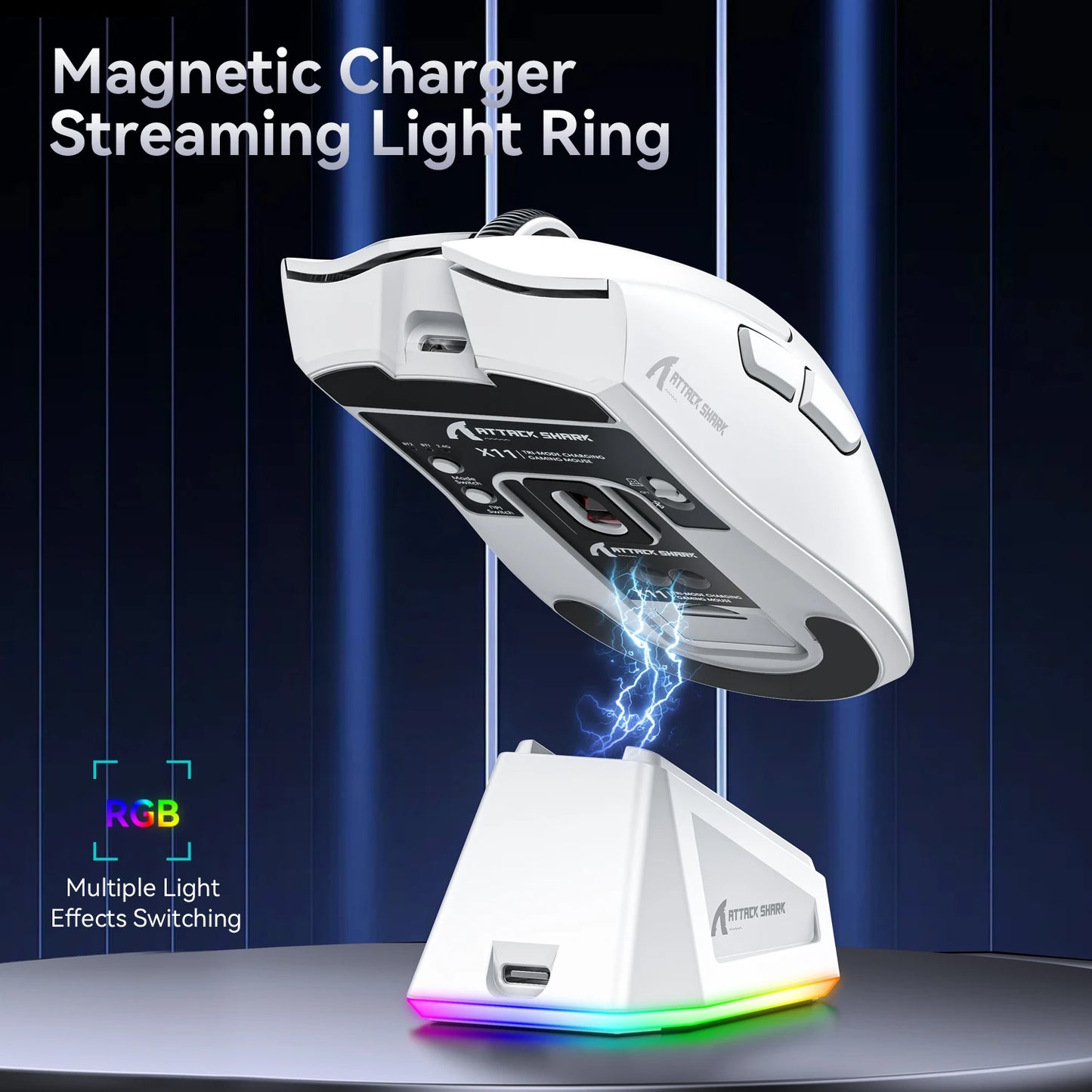 Souris Gaming Attack Shark X11 - Station de Charge RGB