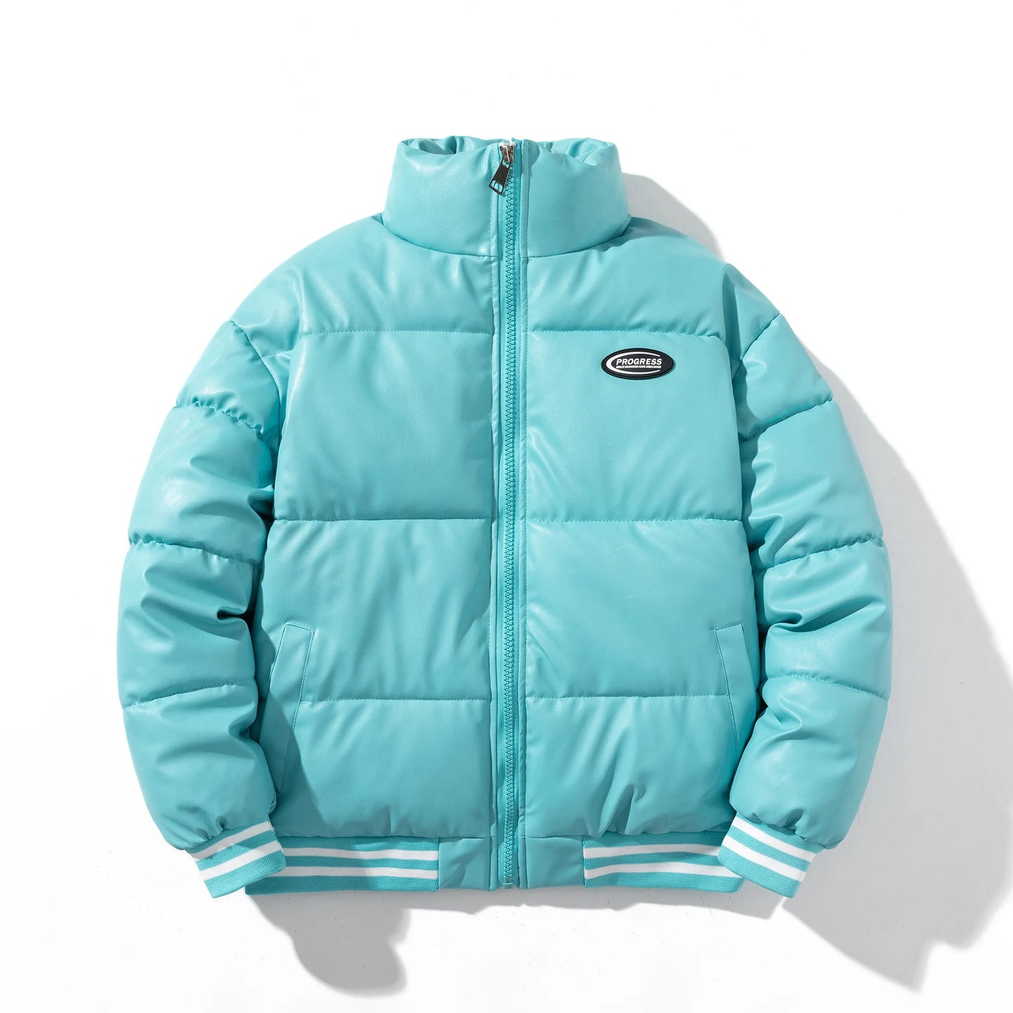 Bomber Parka Homme Cuir PU Matelassee