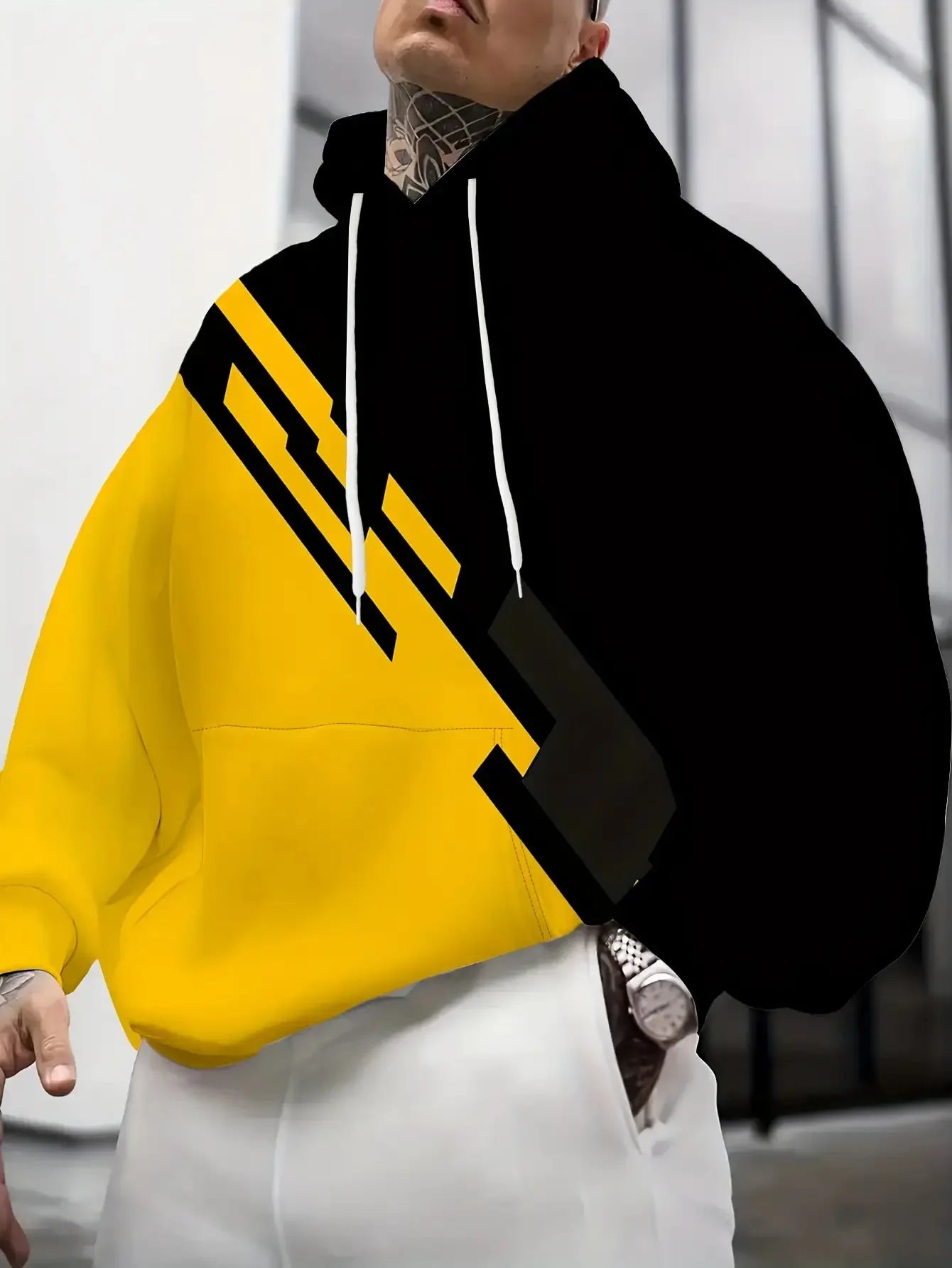 Hoodie Color-Block - Jaune & Noir Urban