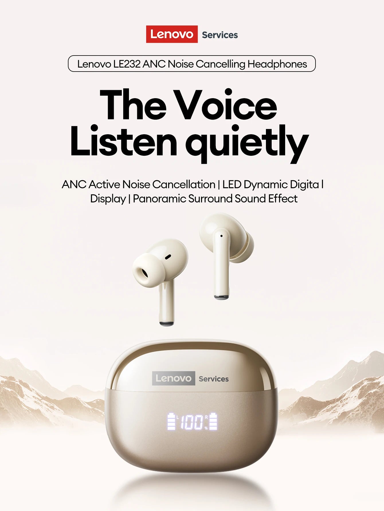 Écouteurs Lenovo LE232 - Son Hi-Fi & Réduction de Bruit (ANC)