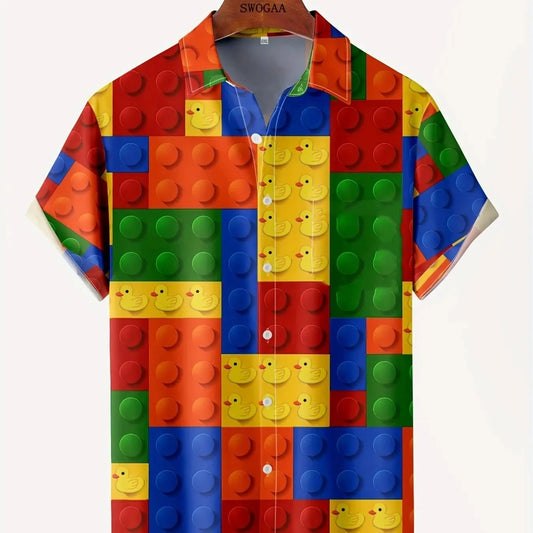 Chemise MC Hawaiian Plaid 3D Retro