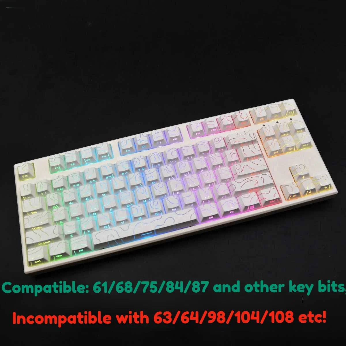 Set de Touches PBT "Neon Glow" - Gravure Latérale