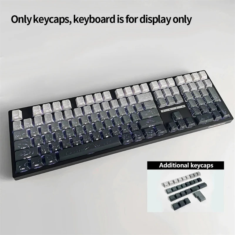 98 Key White Topographic 4.0 PBT Keycaps Double Shot Side Print Shine Through Backlit key caps For MX Gamer Mechanical Keyboard