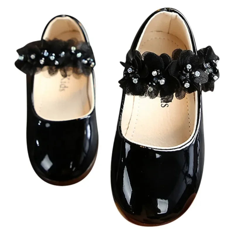 Chaussures princesse douces pour filles, semelle souple, antidérapantes, en cuir, plates, décontractées