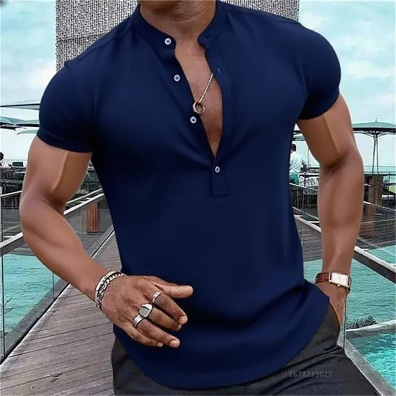 Chemise MC Hawaiian Uni Col Montant
