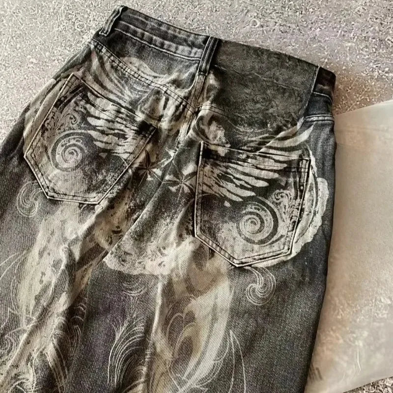 Jean Baggy Y2K Gothic Hip-Hop Taille Haute