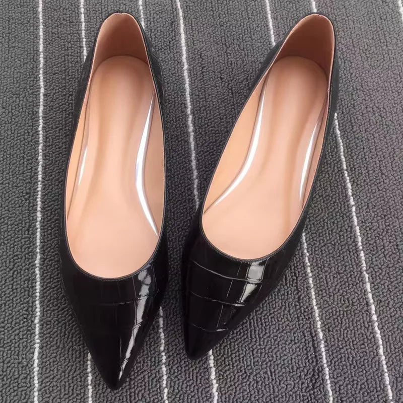 Flat Shoes For Women 2026 Null Ballerine Patent Leather Femmes Black Khaki Wide Fits Moccasines 48-32 29cm American And British