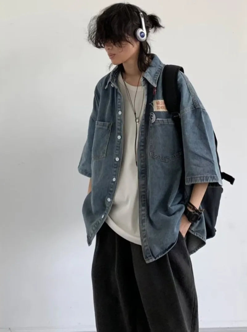 Ensemble Denim Harajuku Chemise Jean Retro