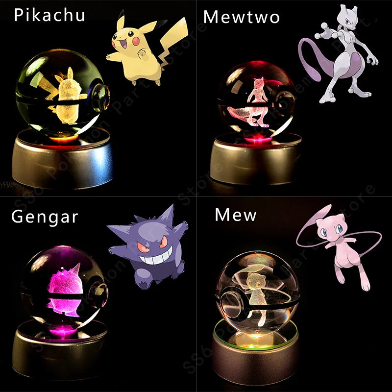 Veilleuse Pokémon 3D - Cristal de Collection (Pikachu/Gengar)