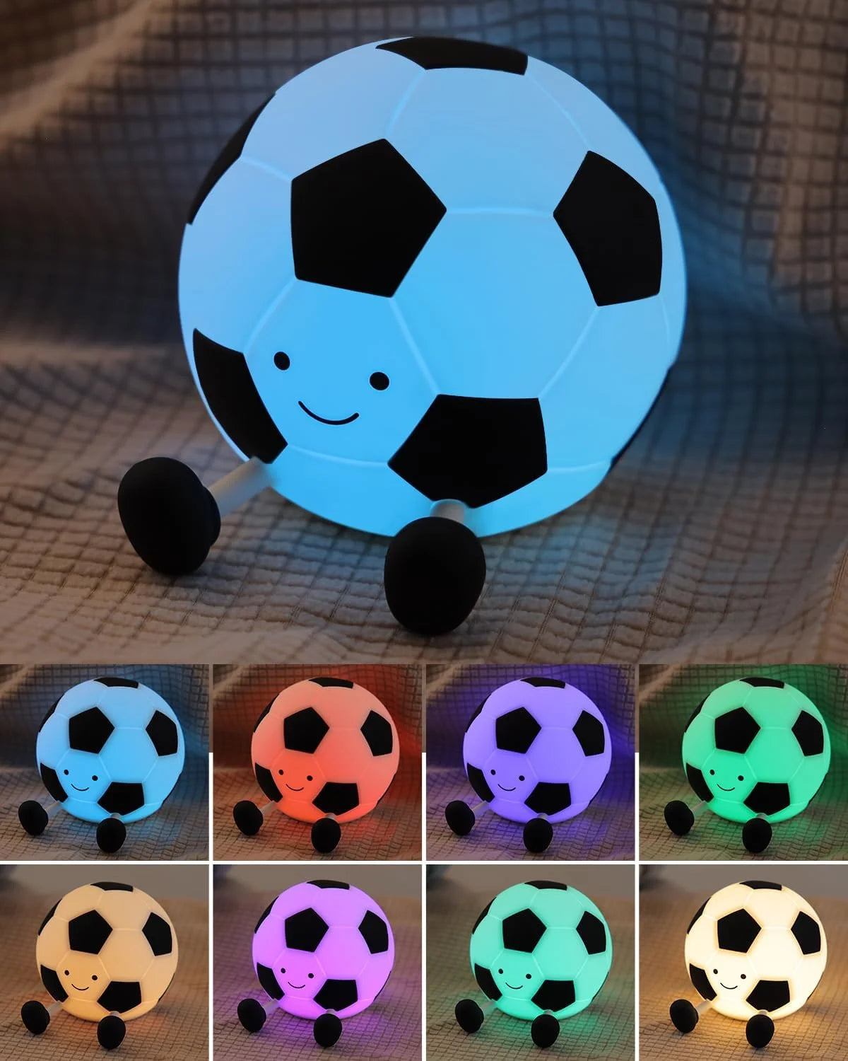 Sport Fans Soccer Light,Rechargeable Small Lamp Dimmable with Soft Touch,Football Nightlight Cute Squishy Lamp for Childs gifts