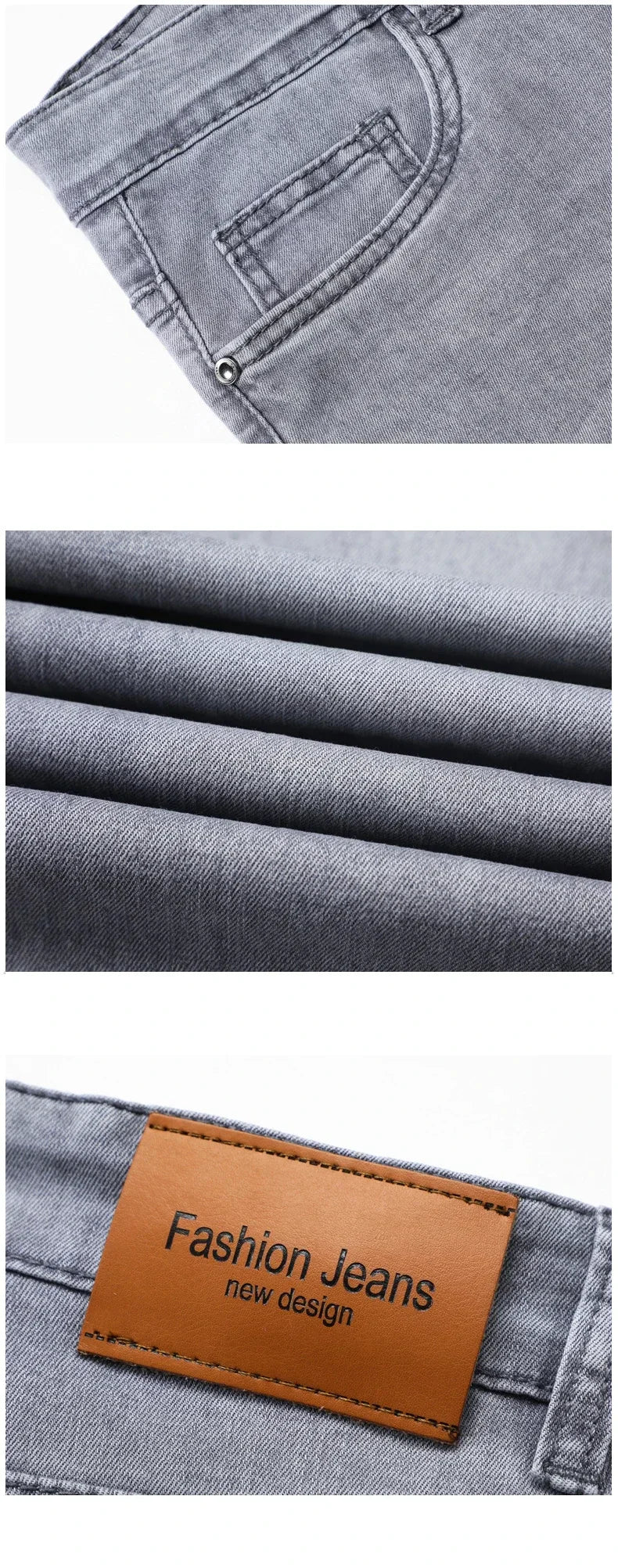 Jean Homme Leger Coton Stretch Gris Clair