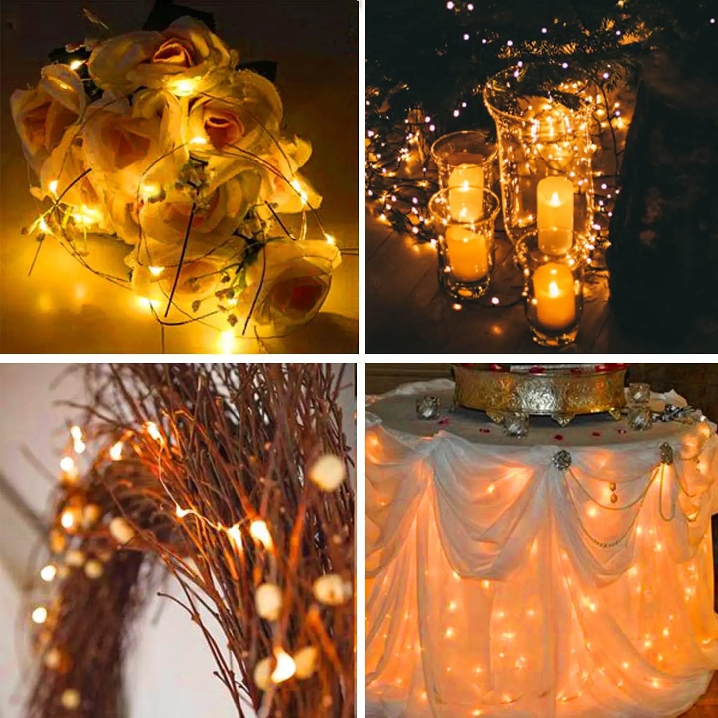 Guirlande LED Fil Cuivre Piles Déco Fête