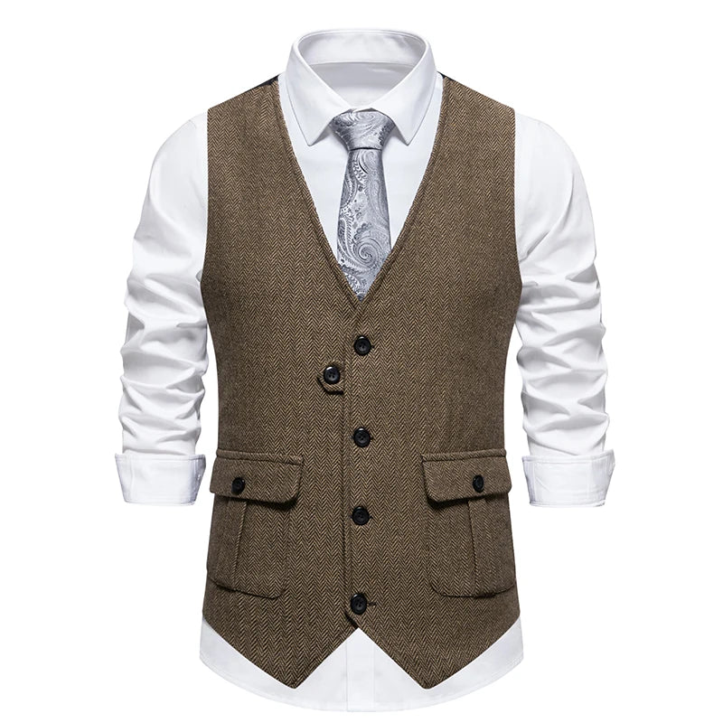 Gilet Tweed Herringbone British Gentleman