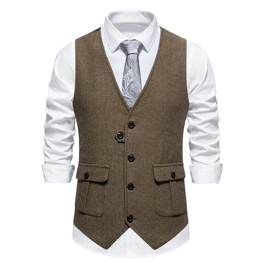 Gilet Tweed Herringbone British Gentleman