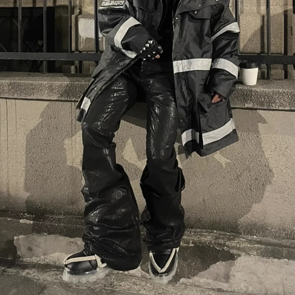 Jean Streetwear Noir Ciré Large Homme