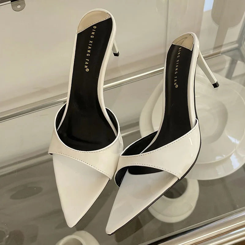 Female Red Footwear Pumps Slides Heels Shoes For Women New In 2025 Luxury Fashion Pointed Toe Ladies Thin High Heels Shoes