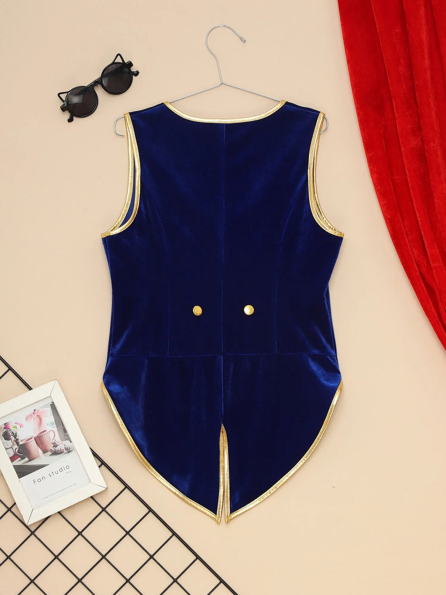 Velvet Vest Children Gentleman Tuxedo Vintage Victorian Steampunk Jacket Tailcoat Theme Party Medieval Costume Fancy Dress Up