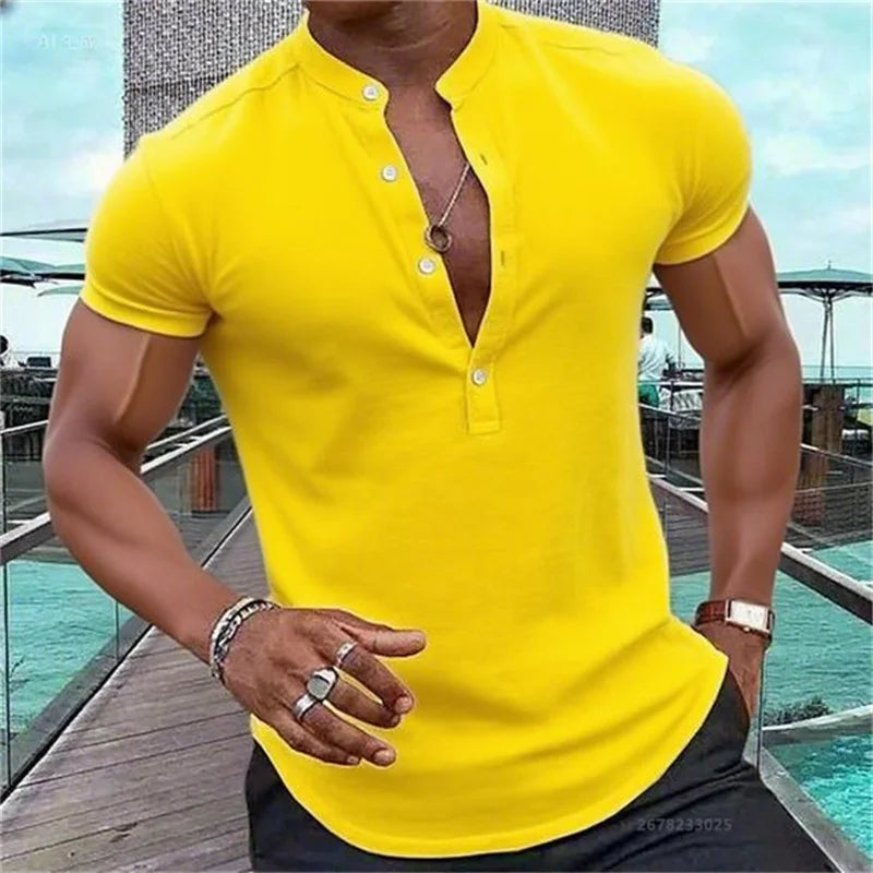 Chemise MC Hawaiian Uni Col Montant