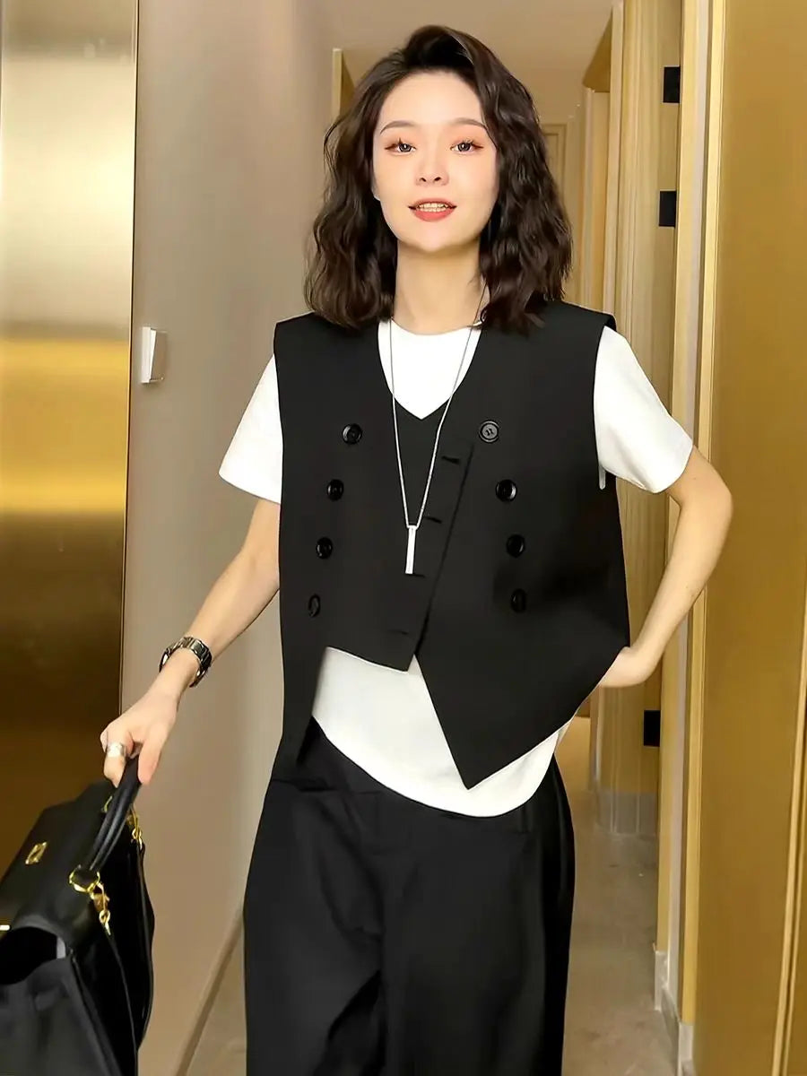 Vests Women Spring Simple Design Elegant Tender All-match Daily British Style Classic Creativity Stylish V-neck Y2k Outwear Cozy