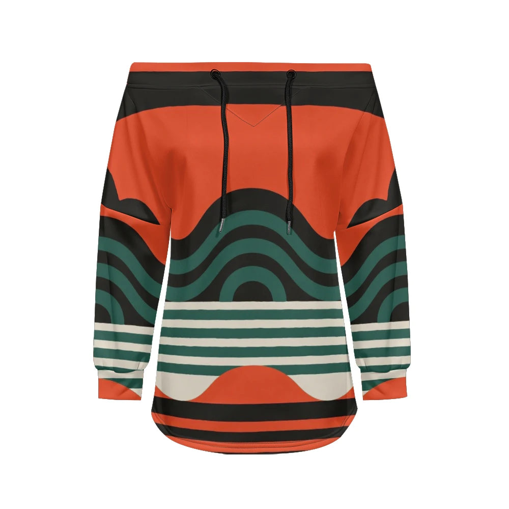 Sweat Off-Shoulder - Motifs Rayures & Pois
