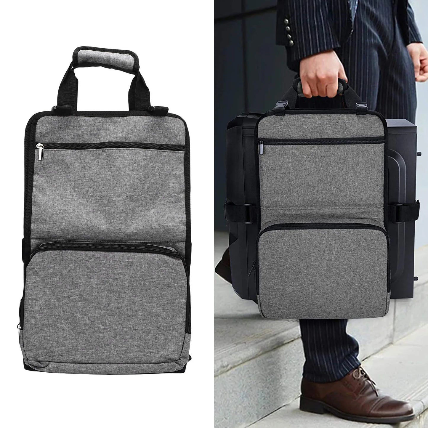 PC Tower Carrying Strap with Handle Desktop Carrying Case with Pockets for Keyboard Cable Computer Accessories Polyester