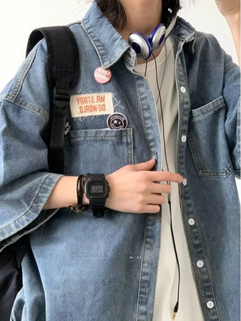 Ensemble Denim Harajuku Chemise Jean Retro
