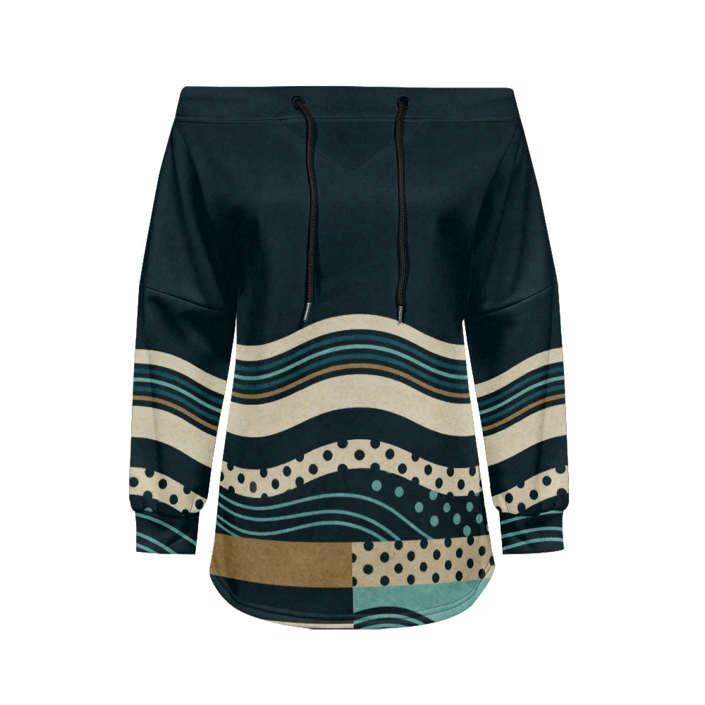 Sweat Off-Shoulder - Motifs Rayures & Pois