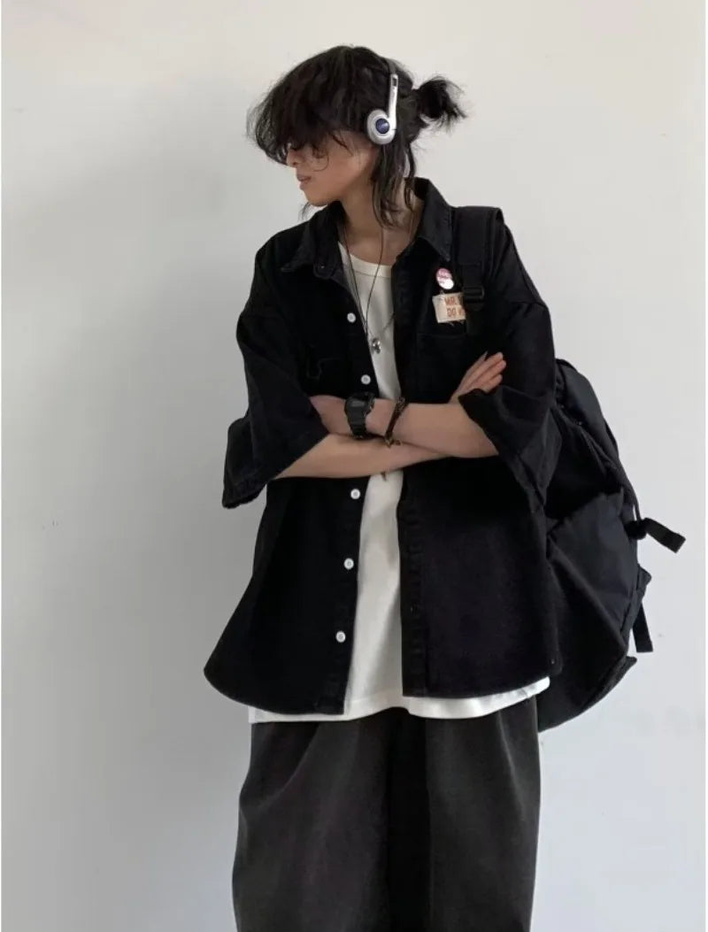 Ensemble Denim Harajuku Chemise Jean Retro