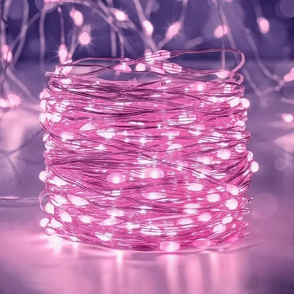 Guirlande LED Fil Cuivre Piles Déco Fête
