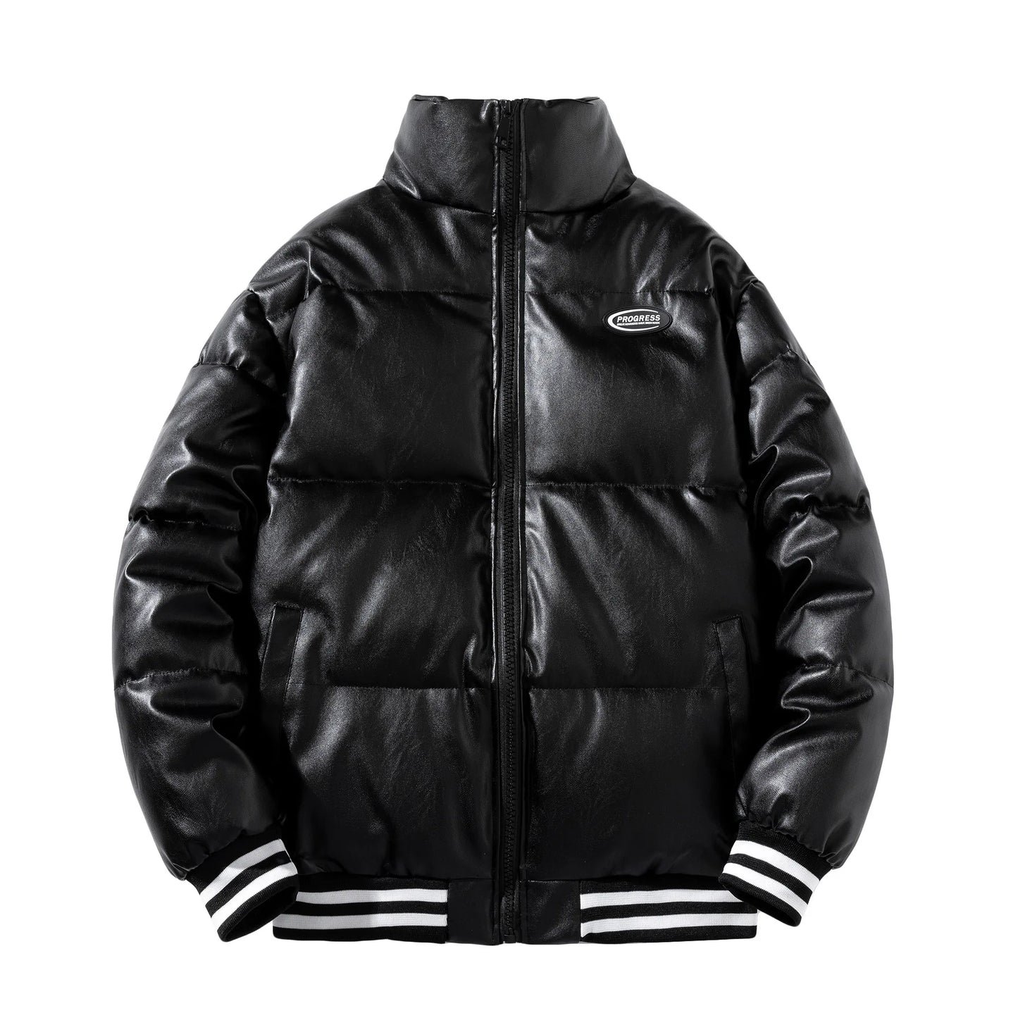 Bomber Parka Homme Cuir PU Matelassee