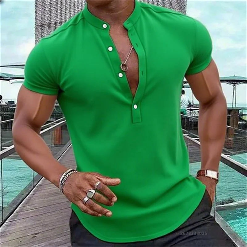 Chemise MC Hawaiian Uni Col Montant