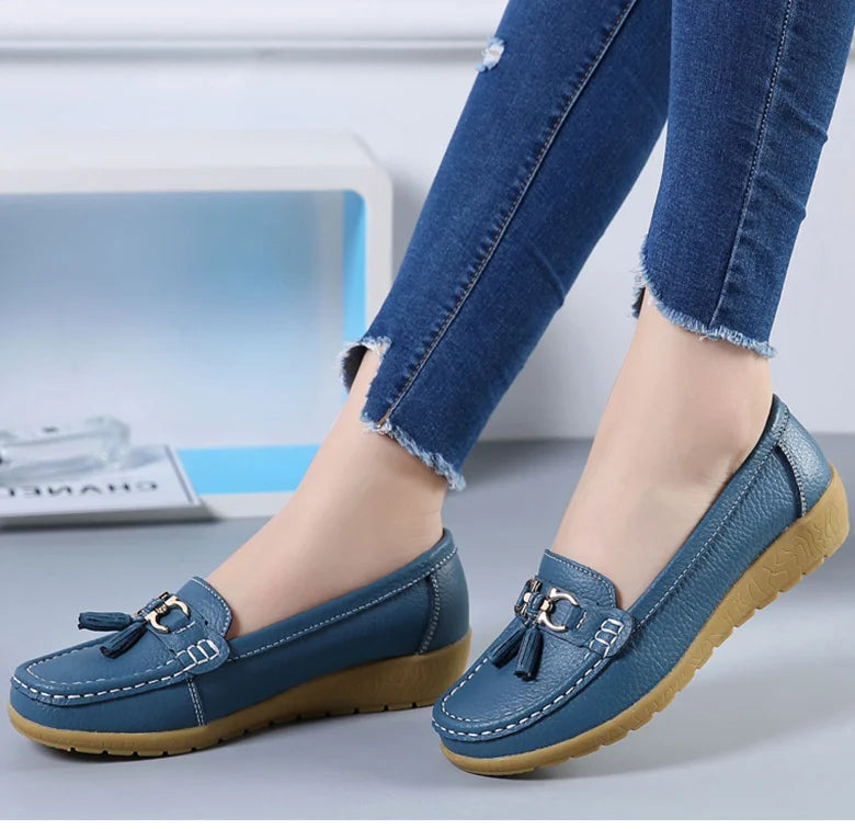 Woman Shoes Low Heels Casual Shoes Women's Loafers Slip On Flat Shoes Mocassins Femmes Comfortable Footwear Women Flats White