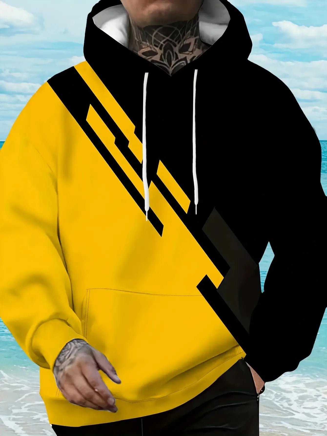 Hoodie Color-Block - Jaune & Noir Urban