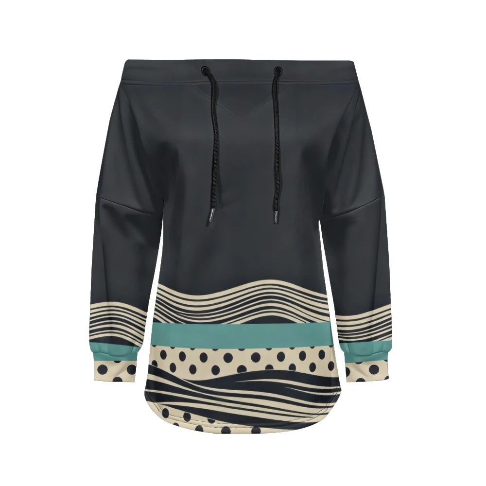 Sweat Off-Shoulder - Motifs Rayures & Pois