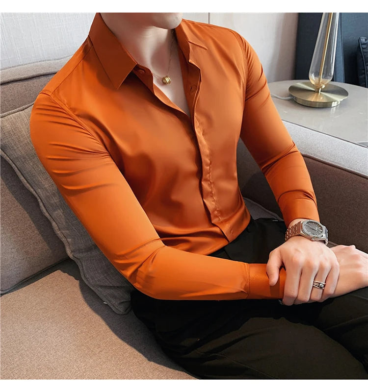 Chemise ML Homme Slim Uni Luxe