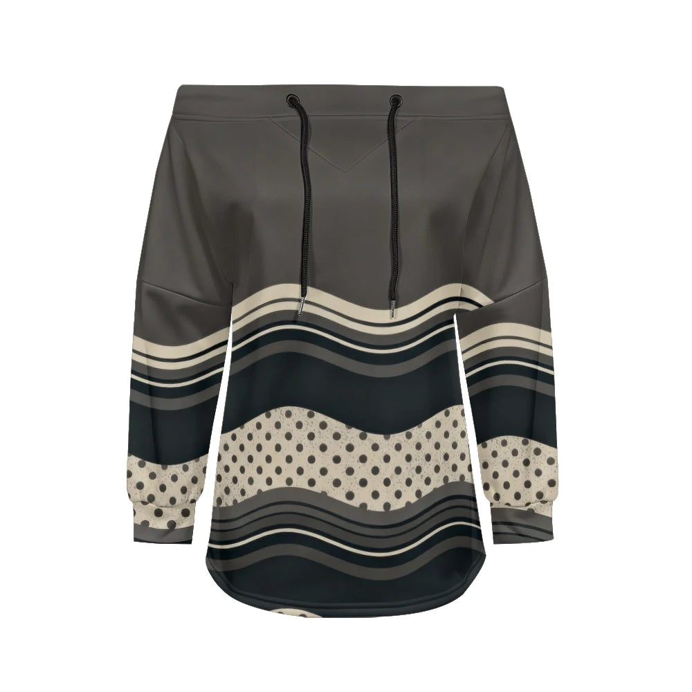 Sweat Off-Shoulder - Motifs Rayures & Pois