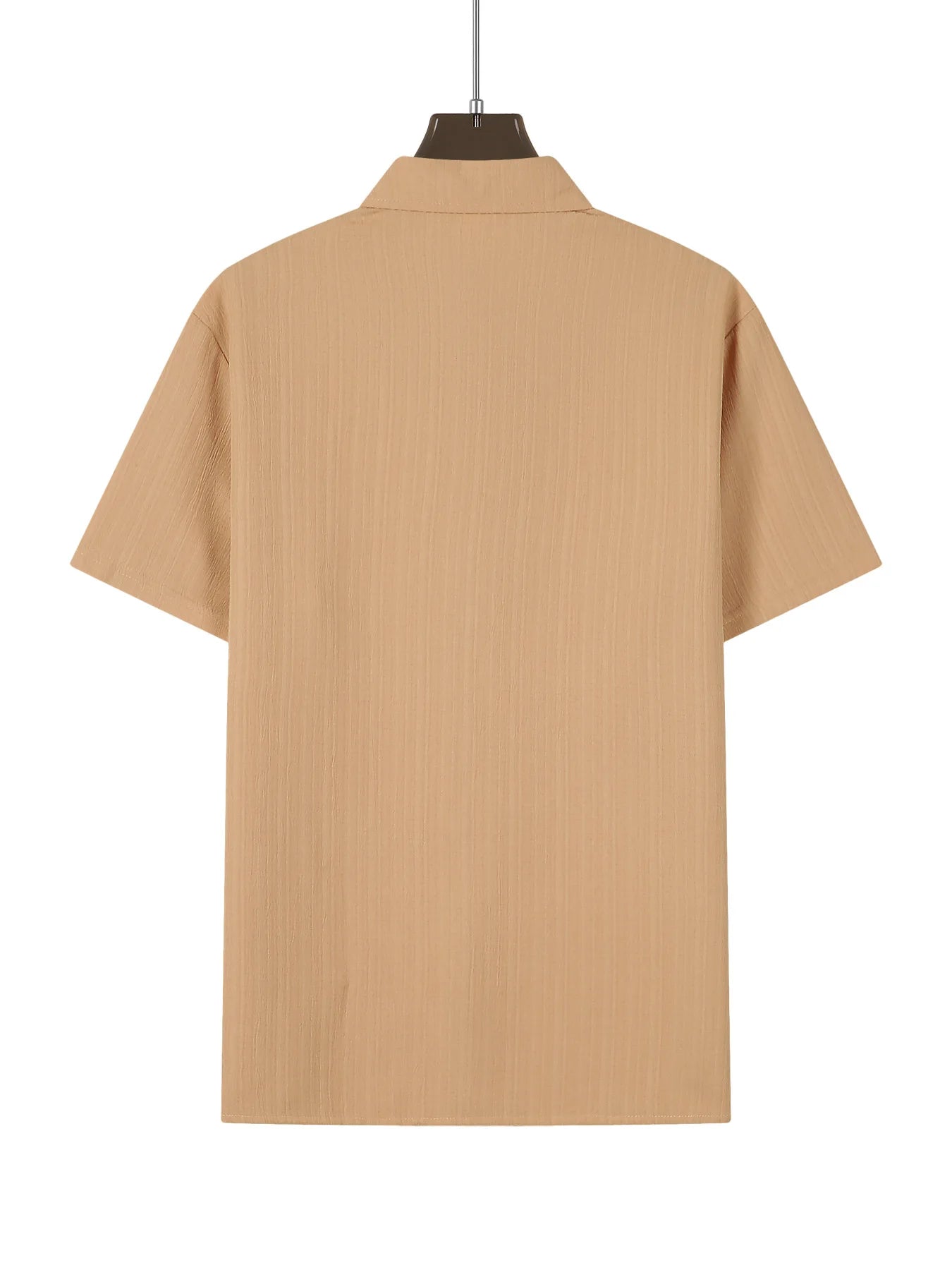 Chemise MC Coton Uni Col Rabattu Beach