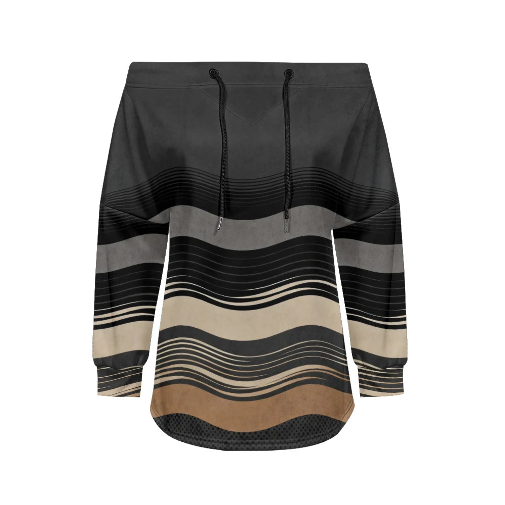 Sweat Off-Shoulder - Motifs Rayures & Pois