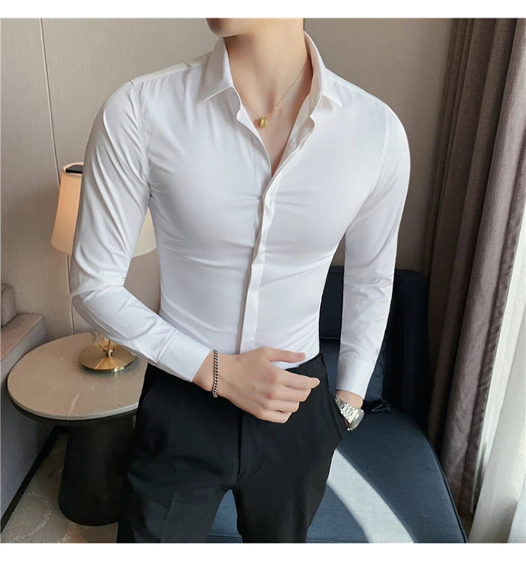 Chemise ML Homme Slim Uni Luxe