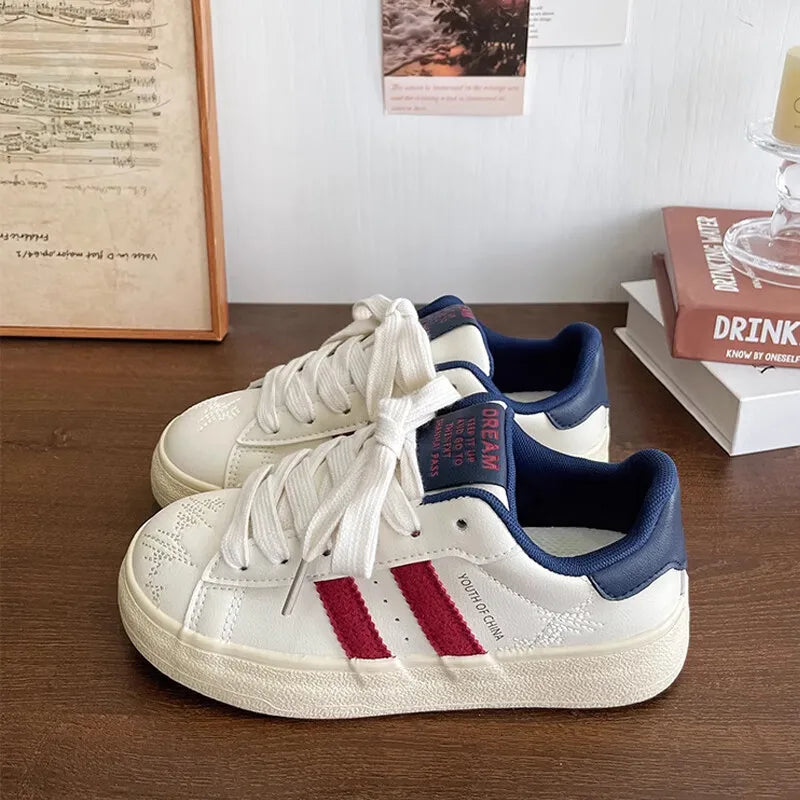 Women's Shoes 2025 Spring New Platforms Sneakers Breathable White Shoes Comfortable Casual Flats Non Slip Vulcanized Shoes