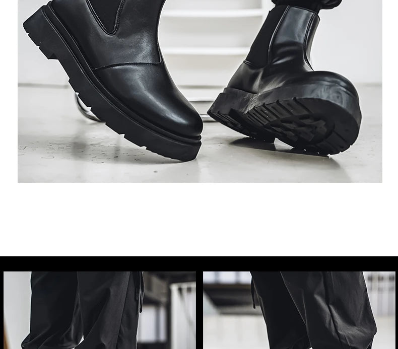 2025 Spring New Chelsea Men's Boots Platform Elevating Shoes, Men's Anti-slip Wear-resistant Outdoor Boots