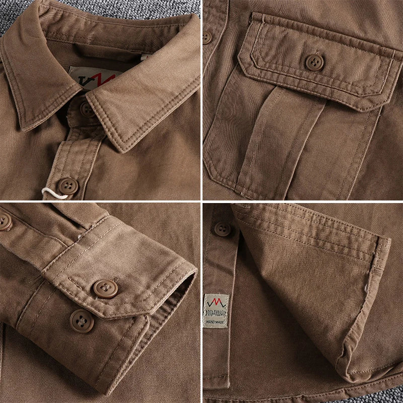 Chemise ML Cargo Coton Retro Japonais