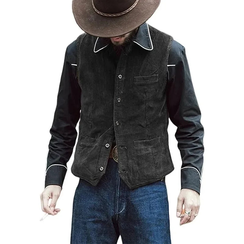 2026 Men's Retro Vest British Style Workwear Corduroy Vestes Casual Coat Single Breasted Sleeveless Jacket for Men Formal Vest